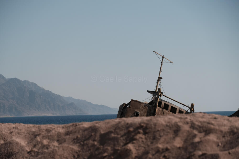sand dune with Georgios G. Shipwreck